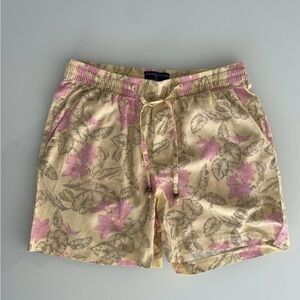 Margaritaville Island Reserve Shorts Size Sm Yellow Pink Linen Blend Drawstring